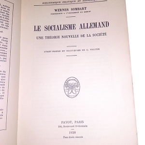 Le Socialisme Allemand – Werner Sombart