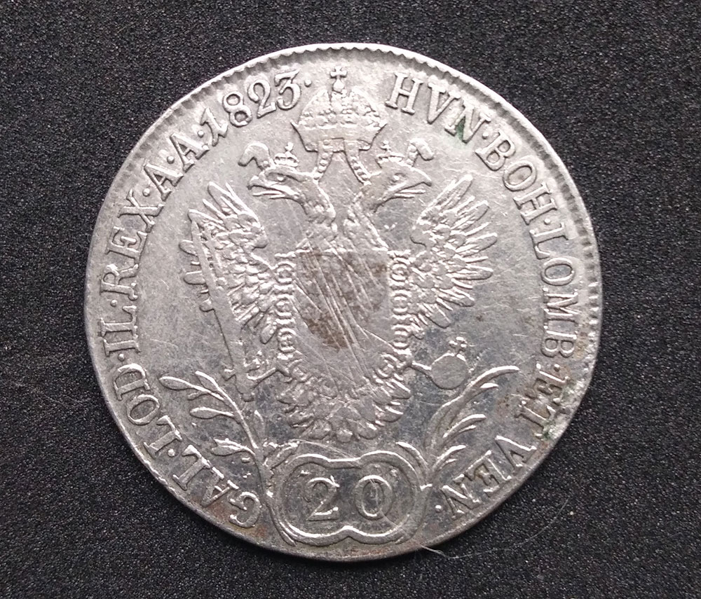 Monedă argint 20 Kreuzer 1823 A avers